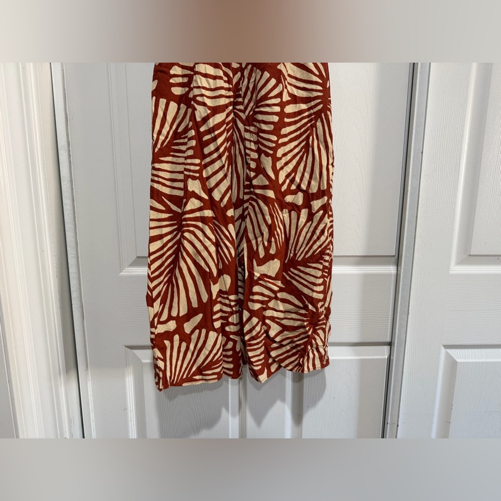 NWT Banana Republic Factory Linen-BLEND HIGH-NECK MIDI DRESS Leaf Print Size 2 - Picture 6 of 10